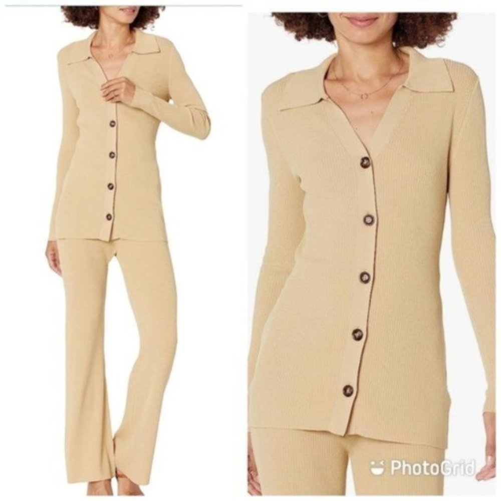 The drop matching co-ord set lounge set rip button down& flare rip pants L-XL